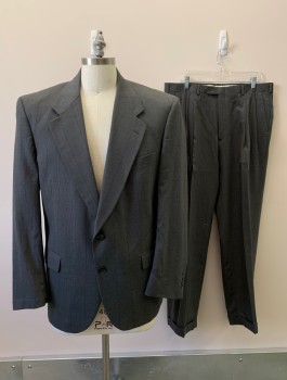 Mens, Suit, Jacket, DIOR, Gray, Charcoal Gray, Wool, Plaid, 2 Buttons, Single Breasted, Notched Lapel, 3 Pockets