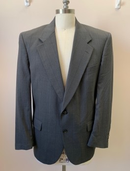 Mens, Suit, Jacket, DIOR, Gray, Charcoal Gray, Wool, Plaid, 2 Buttons, Single Breasted, Notched Lapel, 3 Pockets
