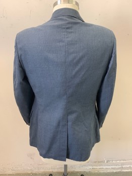 BOTANY 500, Gray, Lt Gray, Wool, Stripes - Pin, Notched Lapel, Single Breasted, Button Front, 2 Buttons, 3 Pockets, Single Back Vent
