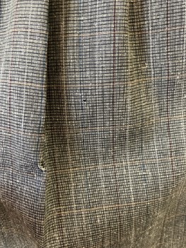 Mens, Slacks, LOUIS RAPHAEL, 33/27, Lt Gray & Black Woven with Burgundy Teal Green Lt Gray & Gold Windowpane , Pleated, 2 Slant Pkts, 2 Welt Pocket In Back, Cuffed, *small Holes Throughout