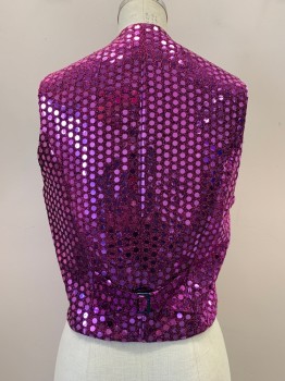 Womens, Vest, NO LABEL, Magenta Pink, Polyester, Dots, Speckled, B32, Sleeveless, V Neck, B.F., Made To Order,