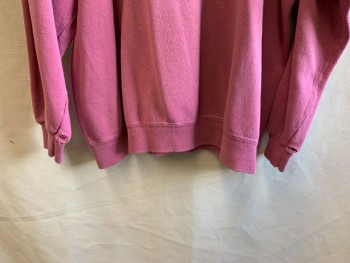 Womens, Sweatshirt, HANES HER WAY, Dusty Rose Pink, Cotton, Acrylic, Solid, XL, CN, Pullover, L/S, Ribbed Collar, Cuff, & Waist, 2 Small Holes on Back, Holes on Both Cuffs See Detail Photo,