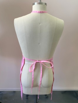 NL, Pink, Cotton, Polyester, Solid, Bib Apron, Long, Tie Back