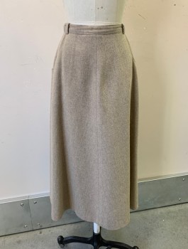 JOHN MEYER, Beige, Wool, Solid, Thick Heavy Material, A-Line, Hem Below Knee, 1" Wide Waistband, Belt Loops, 2 Curved Opening Pockets At Hips
