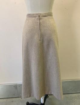 JOHN MEYER, Beige, Wool, Solid, Thick Heavy Material, A-Line, Hem Below Knee, 1" Wide Waistband, Belt Loops, 2 Curved Opening Pockets At Hips