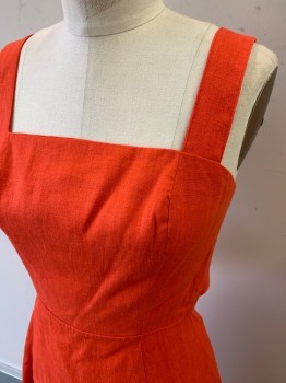 Womens, Dress, Sleeveless, REFORMATION, Red-Orange, Synthetic, Solid, W26, B36, Full Length, Tie Back, Zip Back