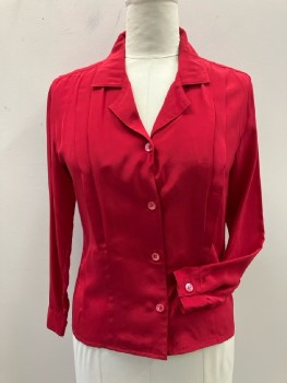 N/L, Red Poly, B.F., Notched Lapel Is Popped In Back with Stiffener, Double Pleats From Yoke Front And Back Are Stitched Down At Waist, L/S With Button Cuffs