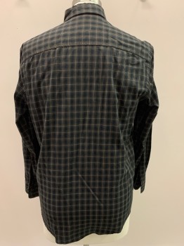 ANTO, Black, Olive Green, White, Cotton, Plaid - Tattersall, L/S, Button Front, Collar Attached