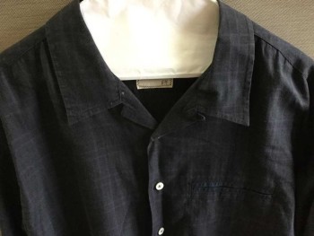 BILLY REID, Black, Purple, Cotton, Plaid, Long Sleeves, Braiding,  1 Welt Pocket, Button Loop At Neck, Pearl Buttons, Collar Attached,