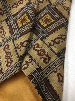 N/L, Beige, Brown, Yellow, Red, Black, Polyester, Basket Weave, Abstract , 4 In Hand, See Detail Photo