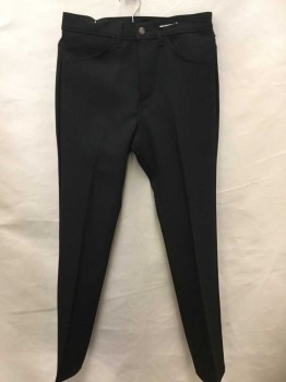 LEVI'S, Black, Polyester, Solid, Twill, Flat Front, Zip Fly, 4 Pockets, Straight Leg,