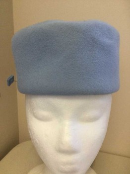 Womens, Hat, PATRICIA UNDERWOOD, Ice Blue, Wool, 21, Felt with Matching Hat Pin, Pill Box