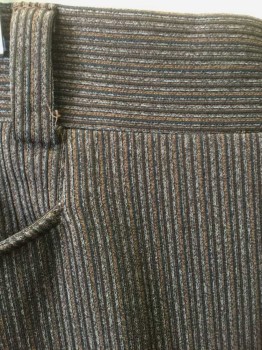N/L, Espresso Brown, Brown, Gray, Dk Gray, Polyester, Stripes - Micro, Flat Front, Zip Fly, 4 Pockets, Straight Leg,
