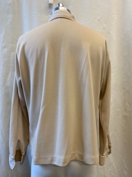 Mens, Sweater, SEARS, Beige, Dk Brown, Rust Orange, White, Synthetic, Stripes, L, Beige with Dark Brown/ Rust/ White Stripes, Button Front, Collar Attached,
