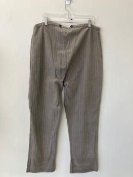 N/L, Lt Brown, Dk Gray, Cotton, Herringbone, Light Brown with Gray Herringbone Twill, Button Fly, Black Suspender Buttons on Outside Waist, No Pockets,  Made To Order Reproduction "Old West" Wear, Aged/distressed
