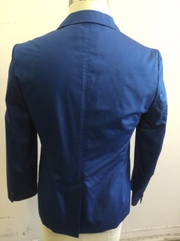 Mens, Sportcoat/Blazer, PAUL SMITH, Royal Blue, Cotton, Solid, 42 S, Notched Lapel, 2 Button Front, Patch Pocket,