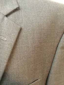 Mens, Sportcoat/Blazer, JOS A BANK, Gray, Wool, Solid, 42L, Single Breasted, 2 Buttons, Notched Lapel, 3 Pockets,