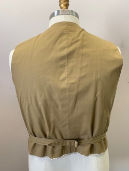 SIAM COSTUMES MTO, Brown, Beige, Wool, 2 Color Weave, 4 Buttons, 4 Welt Pockets, V-neck, Beige Solid Cotton Back, Belted Back Waist, Made To Order