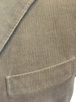 Mens, Sportcoat/Blazer, CANTARELLI, Brown, Cotton, Cashmere, Solid, 44, 3 Buttons,  3 Pockets, Corduroy, Notched Lapel,