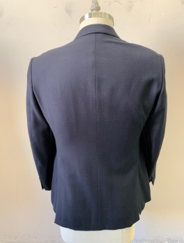 Mens, Sportcoat/Blazer, EMPORIO ARMANI, Navy Blue, Blue, Wool, Dots, 42S, Single Breasted, Notched Lapel with Hand Picked Stitching, 2 Buttons, 3 Pockets