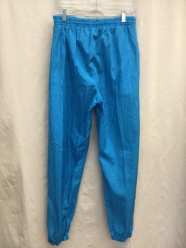 Mens, Pants, N/L, Turquoise Blue, Nylon, Solid, W30, Elastic Drawstring Waistband, Elastic Cuffs, 2 Pockets,