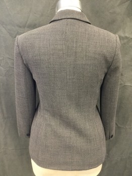 CLASSIQUES ENTIER, Gray, Black, Wool, Pin Dot, Gray Textured with Center Black Dot, Single Breasted, Collar Attached, Notched Lapel, 3 Buttons,  2 Flap Pockets, Long Sleeves