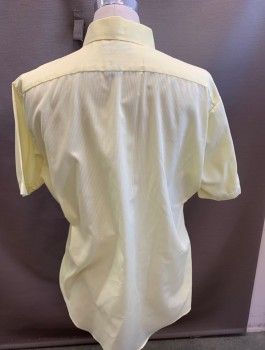 SUMMER TONES, Butter Yellow, Polyester, Cotton, Stripes - Pin, S/S Collar, Button Down 2 Pocket