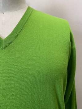 Mens, Pullover Sweater, VERSACE, Lime Green, Cashmere, Silk, Solid, XXL, V-N, L/S,