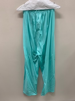 Womens, 1980s Vintage, Piece 2, KELLY REED, Turquoise Blue, Nylon, Solid, PJ BOTTOMS, Elastic Waistband,