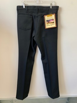 WRANGLER, Black, Polyester, Cotton, Solid, F.F, Top And Back Pockets, Zip Front, Belt Loops,