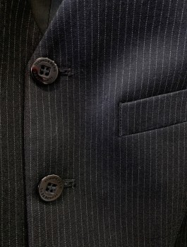 J. LINDBERG, Black, White, Wool, Stripes - Pin, 5 button, 3 Pocket
