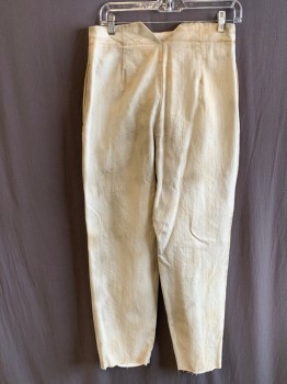 Mens, Historical Fiction Pants, NL, Beige, Cotton, Solid, 29, 30, F.F, Button Front, 2 Side Pockets, Inside Suspender Buttons, Stirrups, Aged
