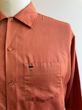 Mens, Shirt, BROOKDALE, L, Rust Brown, Solid, C.A., B.F., L/S, 2 Pockets