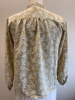 HEURE, Beige, Lt Beige, Brown, Polyester, Floral, L/S, B.F., Collar Tie, Pleated