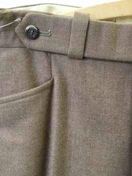 TATTERSALL LTD., Beige, Wool, Solid, Flat Front, Tab Waist with 1 Button Closure, Zip Fly, 4 Pockets, Straight Leg, Late 1970's