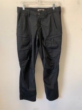 5.11 TACTICAL, Black, Poly/Cotton, Solid, Tactical Pants, Zip Front, 6 Pckts, 2 Cargo Pckts