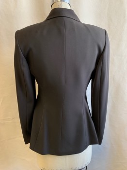 ANNE KLEIN, Dusty Brown, Polyester, Solid, Notched Lapel, Single Breasted, 1 Bttn, 2 Pckts,