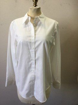 CHAPS, White, Cotton, Solid, Button Front, Collar Attached, Ls