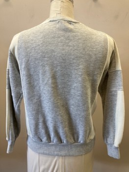 Womens, Sweatshirt, AMERICAN NEW, Cream, Heather Gray, Cotton, Color Blocking, B: 38, L, Double Novelty CN, L/S, Side Pockets With Zippers