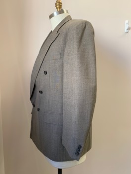 GIVENCHY, Brown, Beige, Wool, 2 Color Weave, 6 Buttons, Single Breasted, Peaked Lapel, 3 Pockets