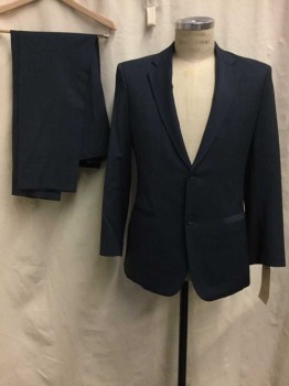 Mens, Suit, Jacket, THEORY, Slate Blue, Wool, Solid, 38, Slate Blue, Notched Lapel, 2 Buttons,