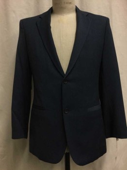 Mens, Suit, Jacket, THEORY, Slate Blue, Wool, Solid, 38, Slate Blue, Notched Lapel, 2 Buttons,