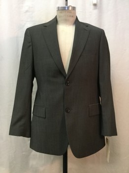 BOSS, Heather Gray, Wool, Heathered, Heather Gray, Notched Lapel, Collar Attached, 2 Buttons,  3 Pockets,