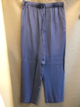 Mens, Sleepwear PJ Bottom, LAPERLA, Slate Blue, Silk, Solid, M, Elastic Drawstring Waist