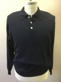 GIONFRIDDO, Navy Blue, Cotton, Solid, Long Sleeves, Pearl Buttons