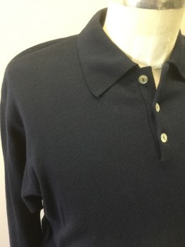 GIONFRIDDO, Navy Blue, Cotton, Solid, Long Sleeves, Pearl Buttons