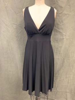 SPEECHLESS, Black, Polyester, Spandex, Solid, Surplice Gathered Top, 2" Waistband, Iron Pleated Skirt, Draped Back, Self Attached Back Belt, Spaghetti Strap Tie at Back Neck