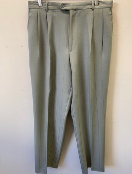 GIORGIO, Lt Gray, Polyester, Stripes - Pin, Flat Front, Button Tab, Belt Loops, 4 Pockets
