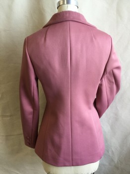 Womens, Jacket, LILLI ANN (Paris), Lt Pink, Mauve Pink, Red Burgundy, Suede, Polyester, Color Blocking, B:32, MauvePink Lining, Notched Lapel, Single Breasted, 3 Self Dusty Pink Suede Cover Button Front, Solid Dusty Pink Back, Long Sleeves,