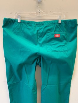 DICKIES, Emerald Green, Cotton, Polyester, Solid, Drawstring Waist, 1 Patch Pocket in Back